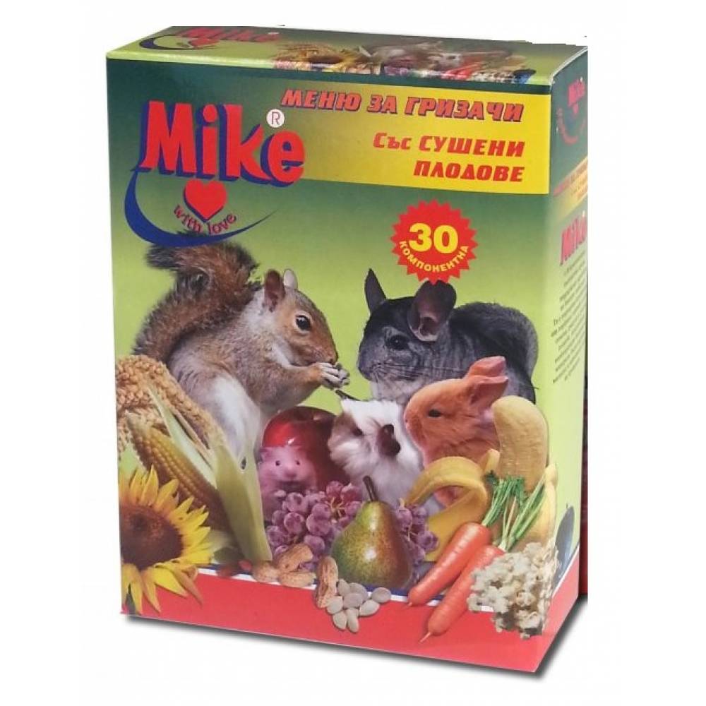 Mike Меню за гризачи със сушени плодове 30 компонента - 500гр