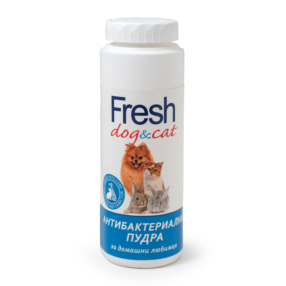 Fresh dog & cat - Антибактериална пудра за кучета, котки и гризачи 100г