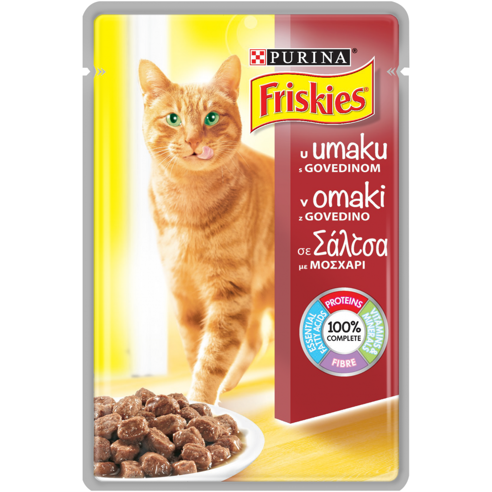Purina Friskies балансиран пауч за котки хапки в сос 85 гр