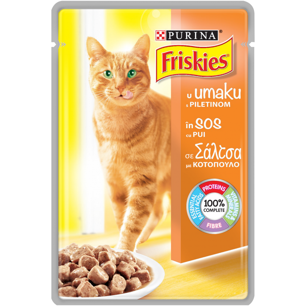 Purina Friskies балансиран пауч за котки хапки в сос 85 гр