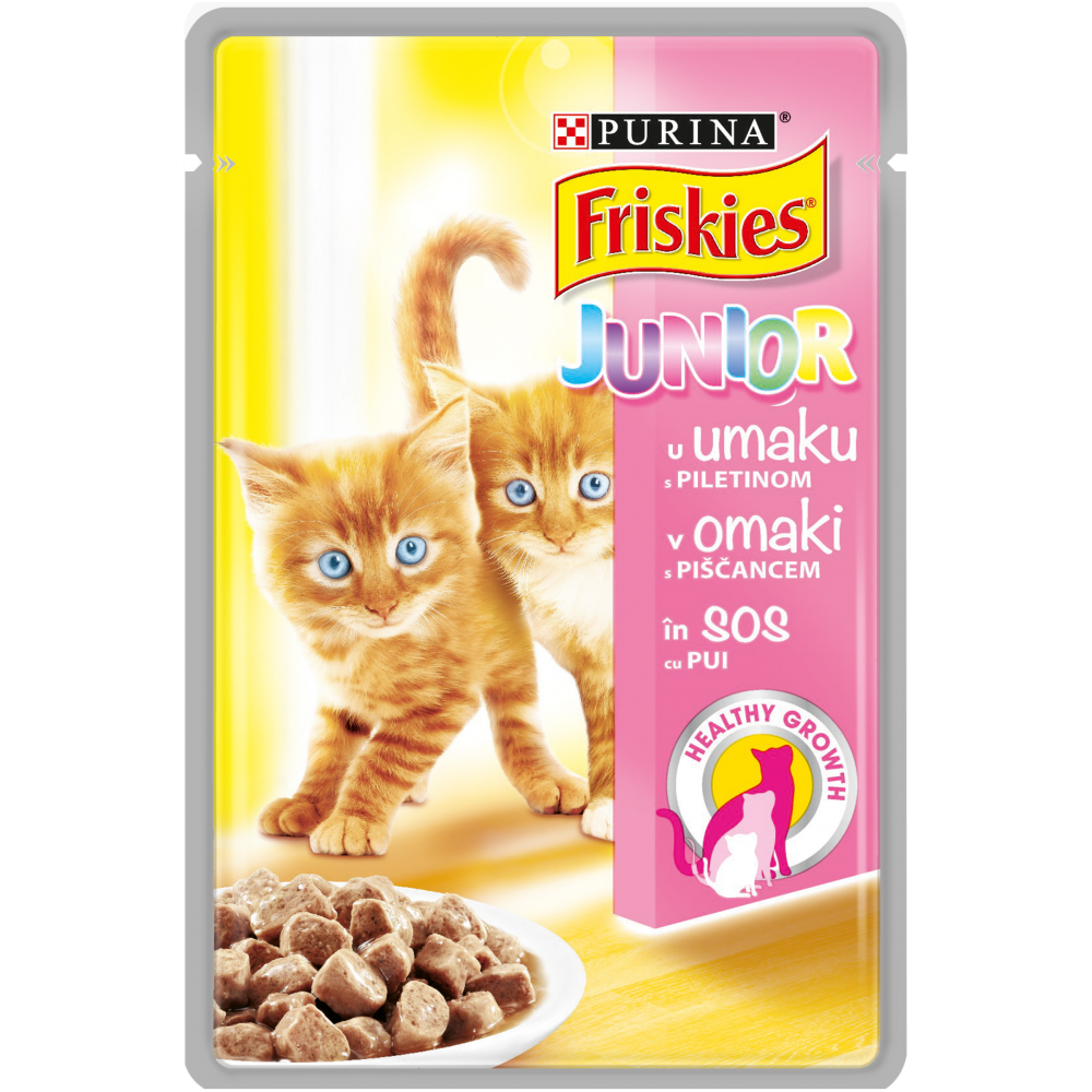 Friskies Junior пауч за подрастващи котки пиле в сос 85 гр.