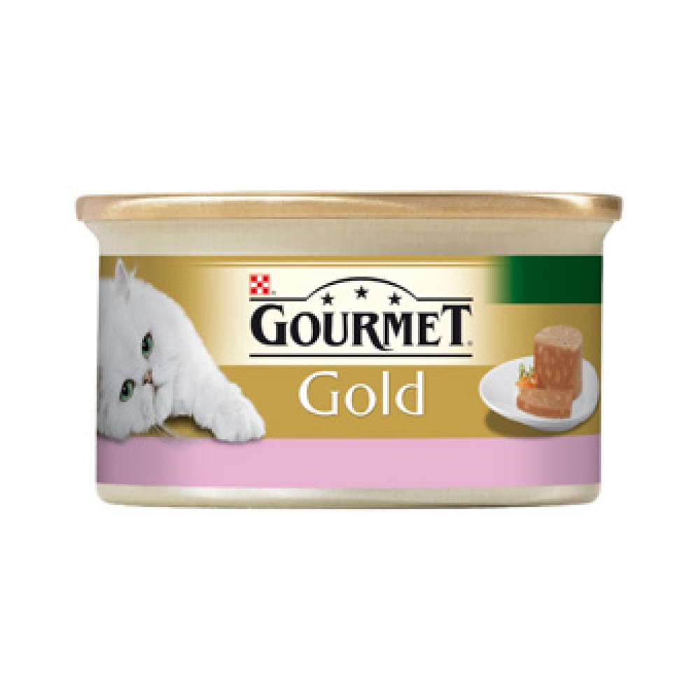Премиум консерва за котки Gourmet Gold хапки в пастет Агне и патица 85 гр.
