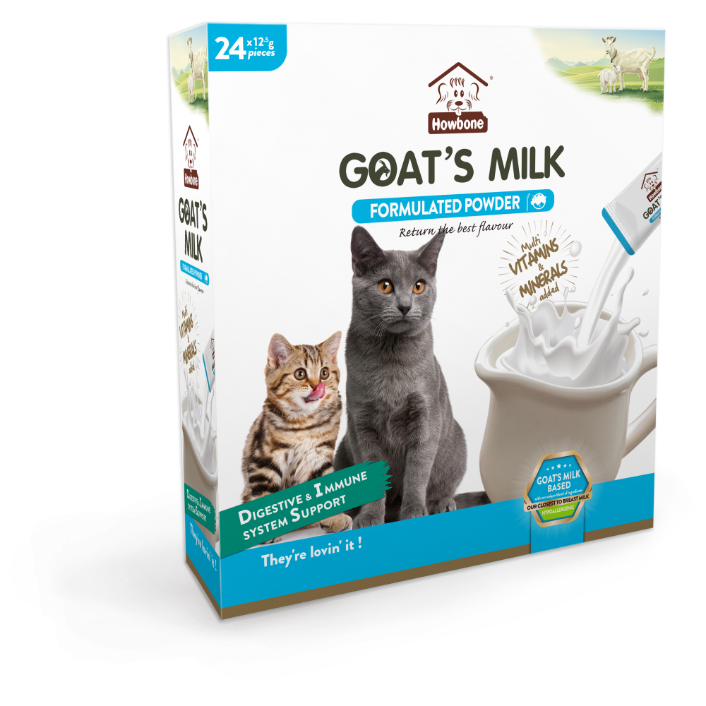 HOWBONE GOAT`S MILK Сухо мляко за котки кутия 24 бр. сашета по 12.5 гр.