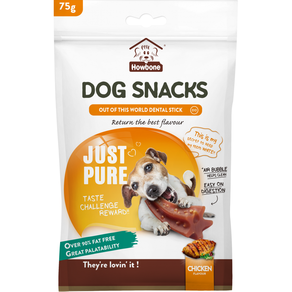 Дентално лакомство за кучета HOWBONE Dog Snacks – Just Pure Chicken - 75гр.