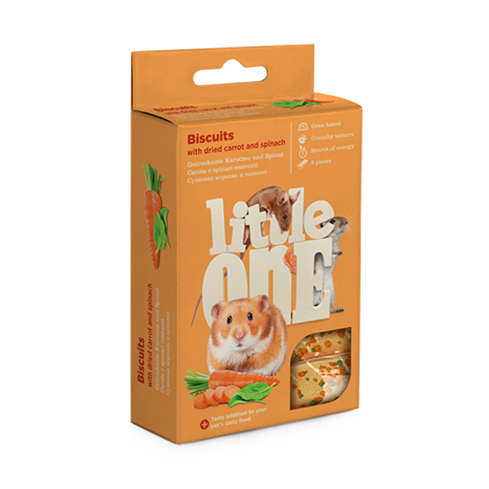 LITTLE ONE Biscuits Бисквити със сушен морков и спанак за дребни гризачи 5 бр