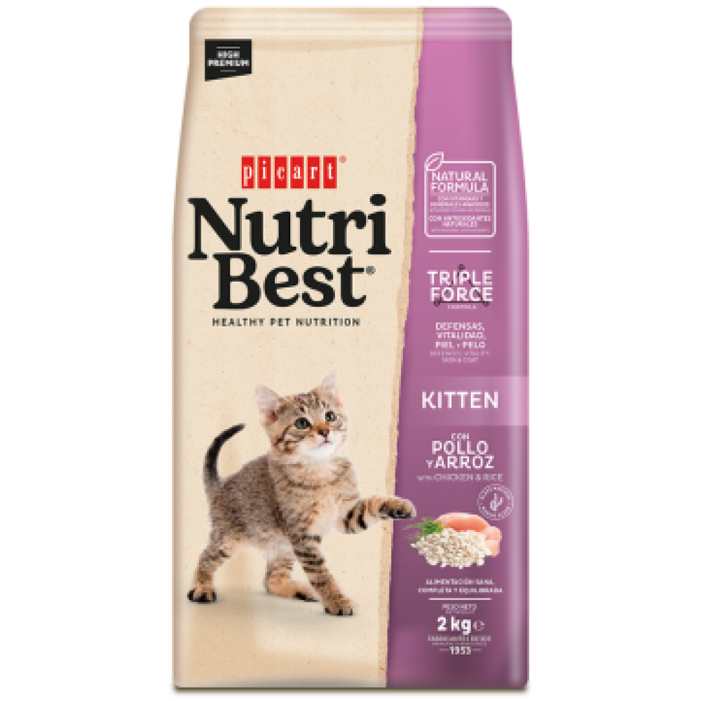 Балансирана храна за подрастващи котки NutriBest Cat Kitten Пиле и ориз-8кг
