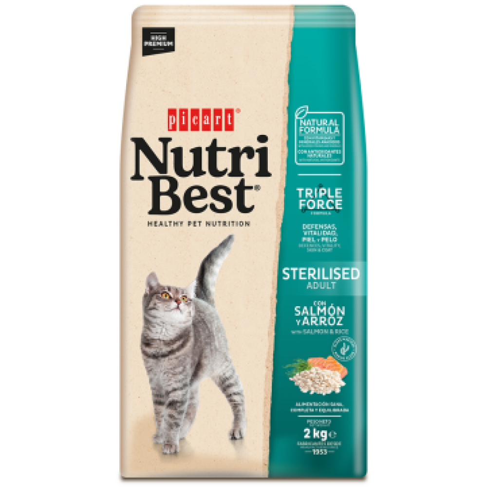 Специализирана храна за котки NutriBest Cat Sterilised сьомга и ориз-8кг