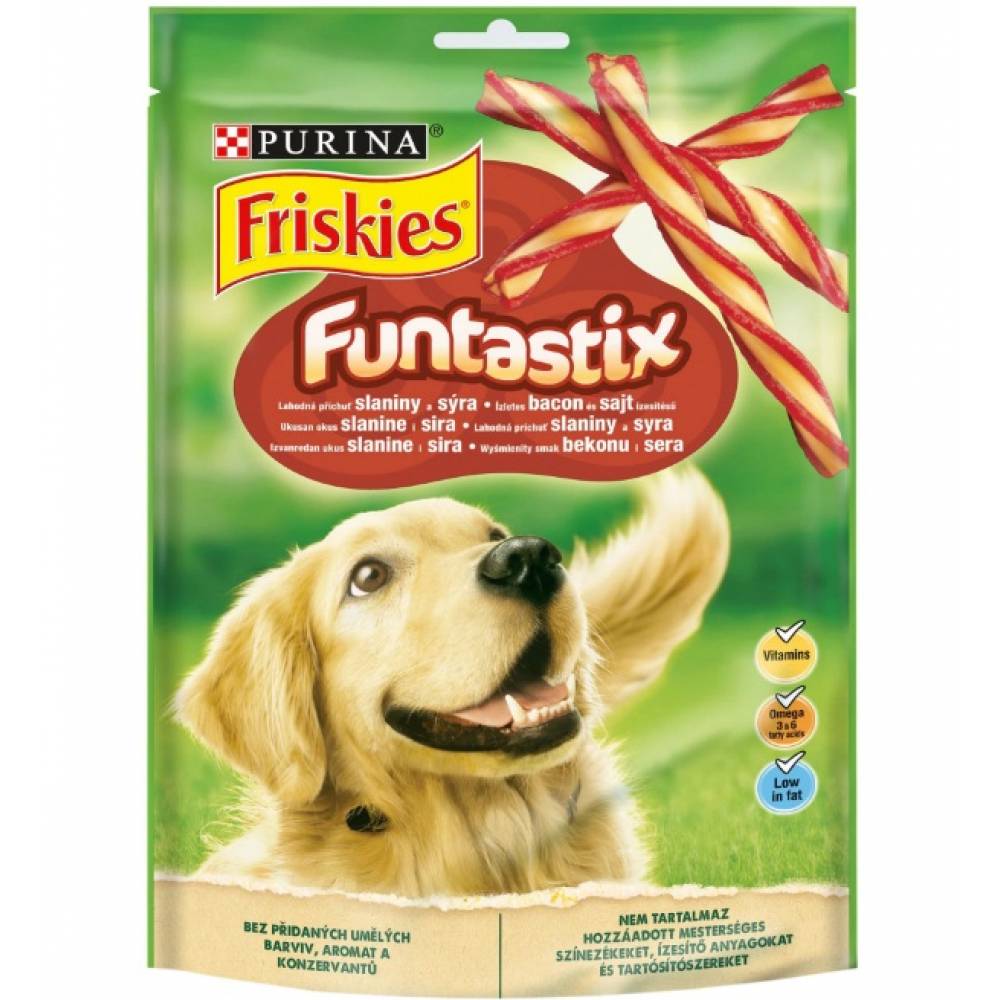 Лакомство за кучета PURINA® FRISKIES® Funtastix , с вкус на бекон и сирене - 180гр.