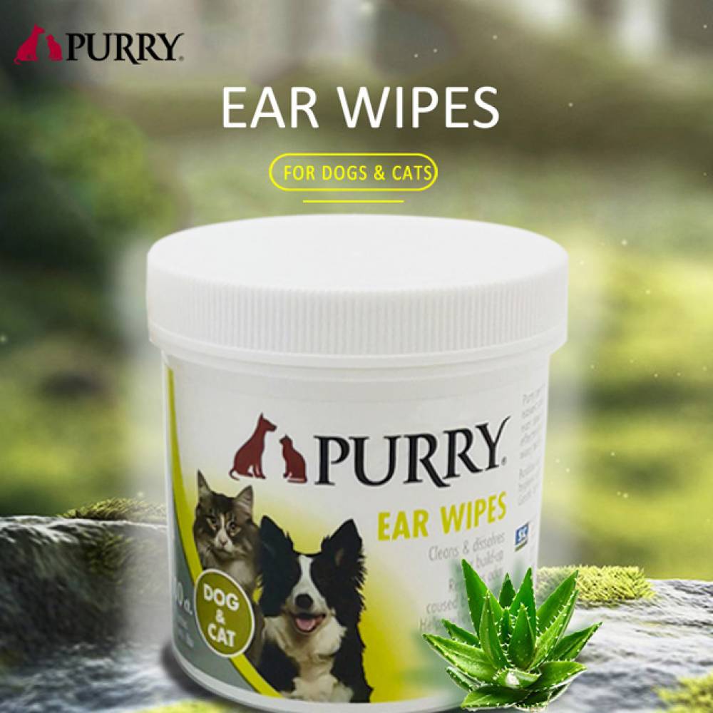 Purry Ear Wipes - Мокри кърпи за почистване на ушите на вашия домашен любимец 100бр