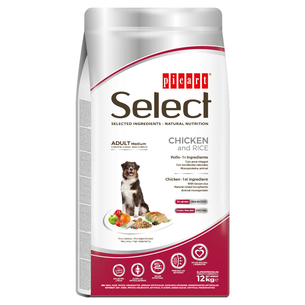 Премиум храна за кучета SELECT ADULT MEDIUM с вкус на пиле и ориз - 12кг.