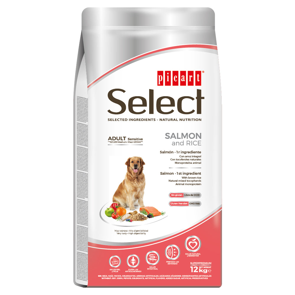 Премиум храна за кучета SELECT ADULT SENSITIVE, с вкус на сьомга и ориз - 12кг.