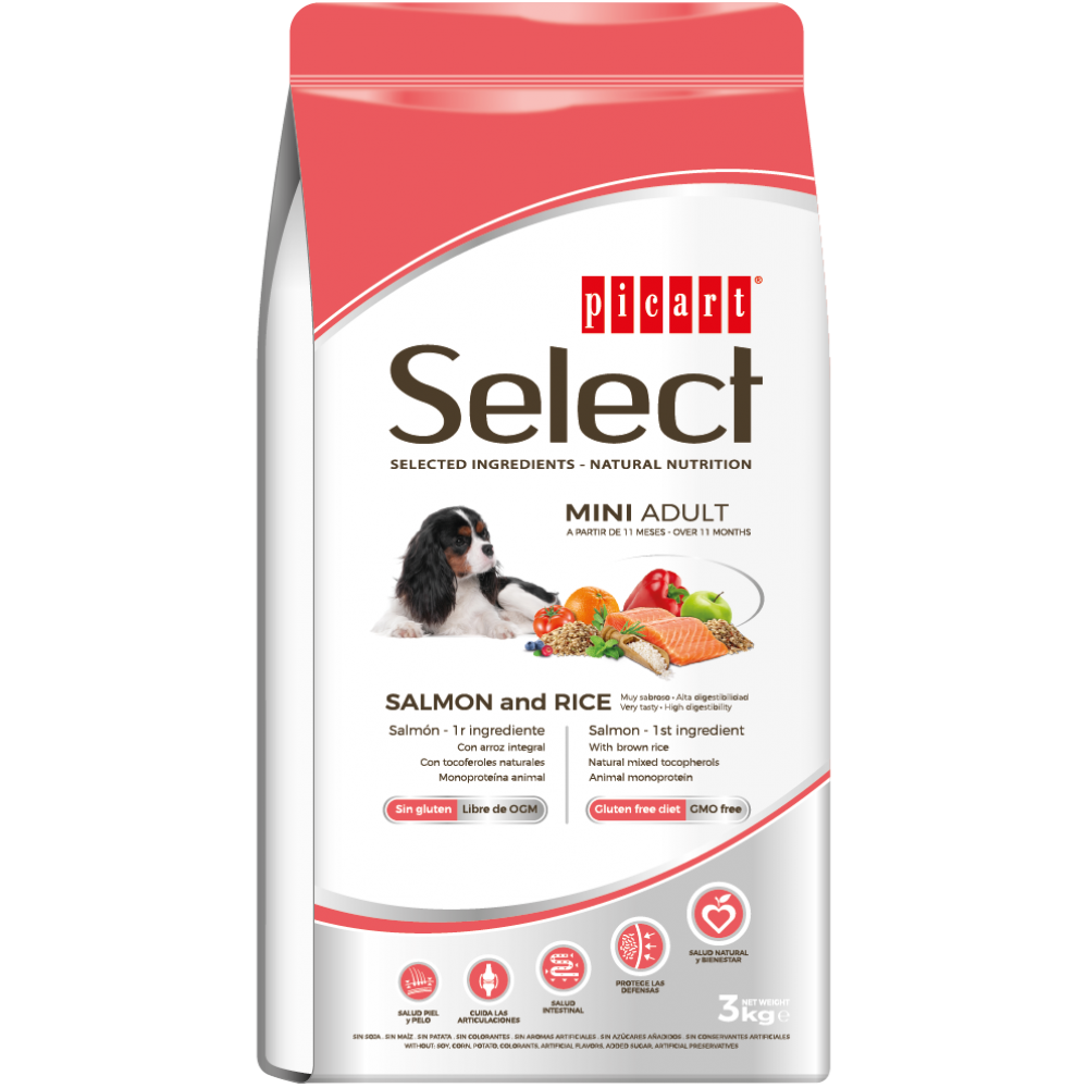 Премиум храна за кучета SELECT MINI ADULT с вкус на сьомга и ориз - 8кг.