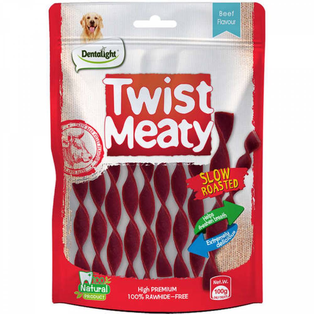 Дентално лакомство за кучета DENTALIGHT TWIST MEATY с телешко - 100гр.