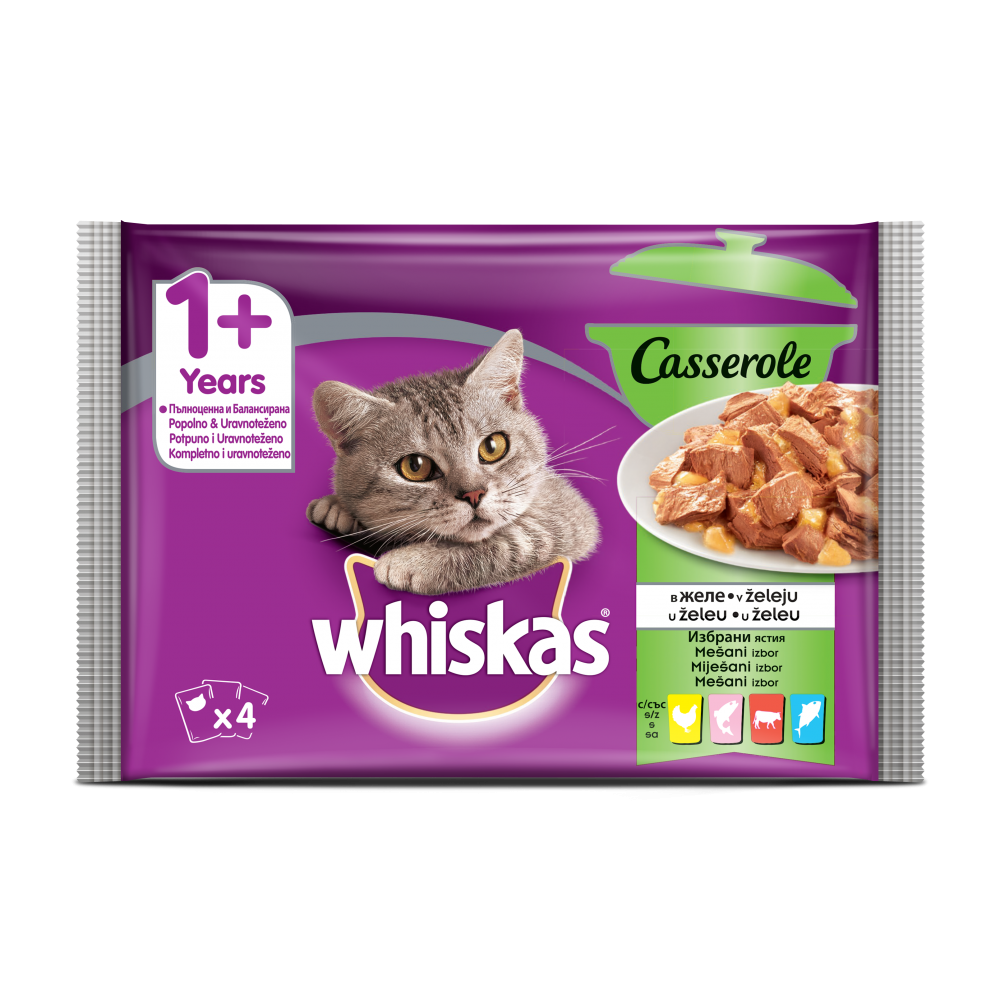 Whiskas Casserole Балансиран пауч за котки  4х85 гр