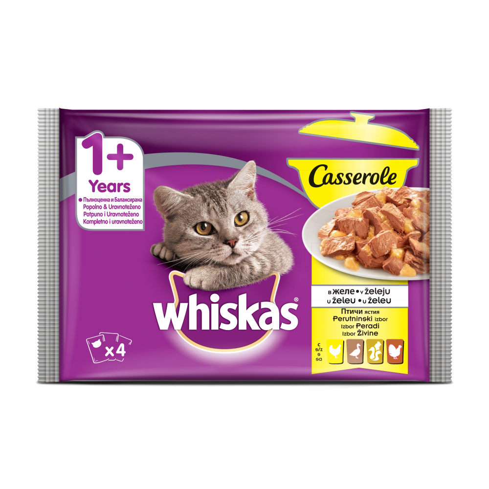 Whiskas Casserole Балансиран пауч за котки  4х85 гр