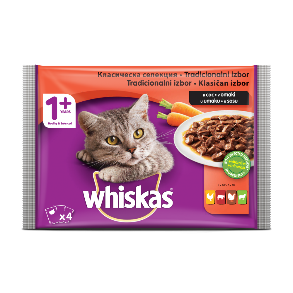 Whiskas Балансиран пауч за котки  4х85 гр